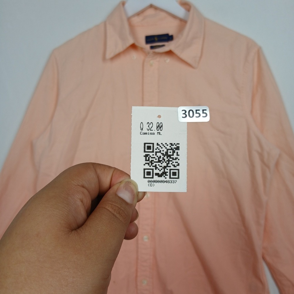 Ralph Lauren Custom Fit Button Down Shirt Youth L Peach Cotton Long Sleeve - Picture 7 of 10